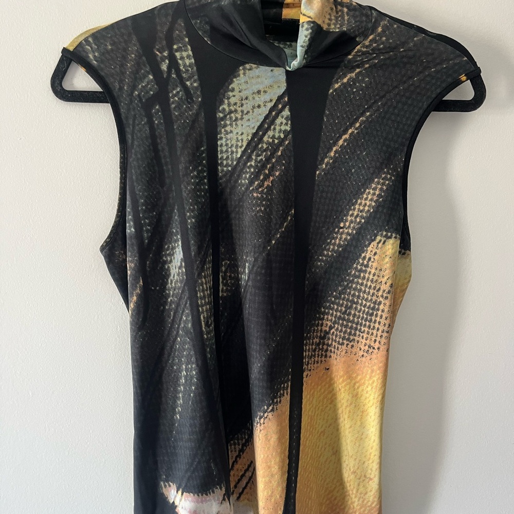 Vintage Vivienne Tam Yellow and Black Abstract Top & Skirt Set